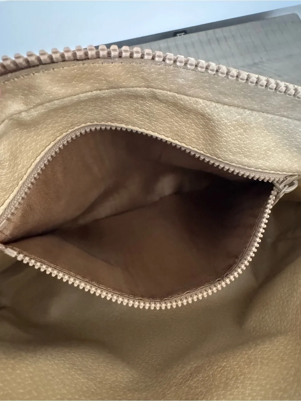 Celine Macadam Monogram Travel Pouch Cosmetic Case Clutch Beige Brown-Vintage